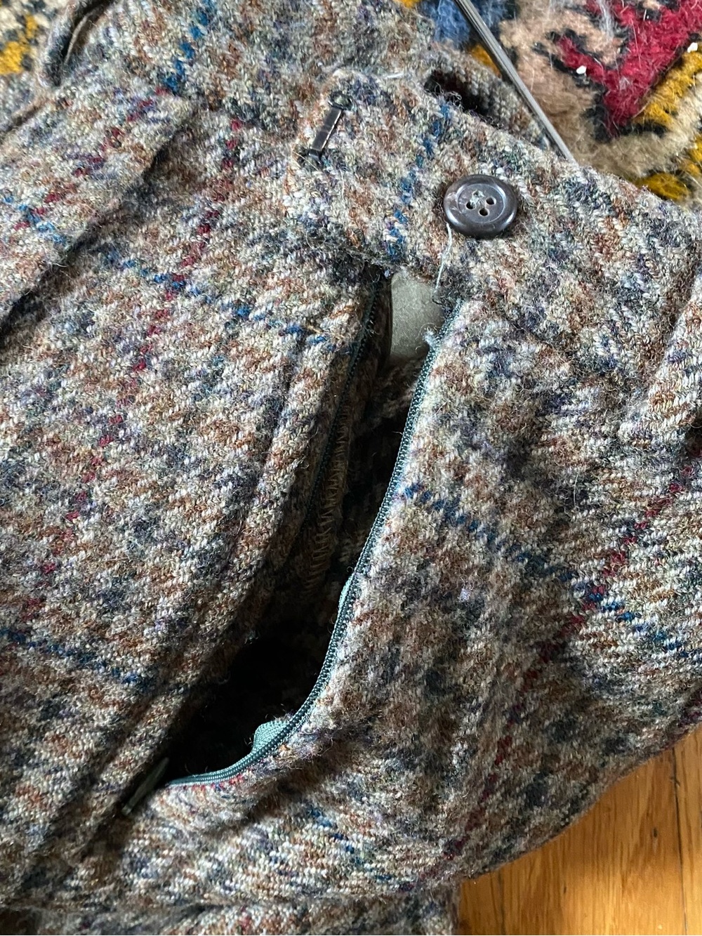 VTG Polo Ralph Lauren 100% Wool Houndstooth Pleated Trousers USA Made - 24" - Picture 7 of 11
